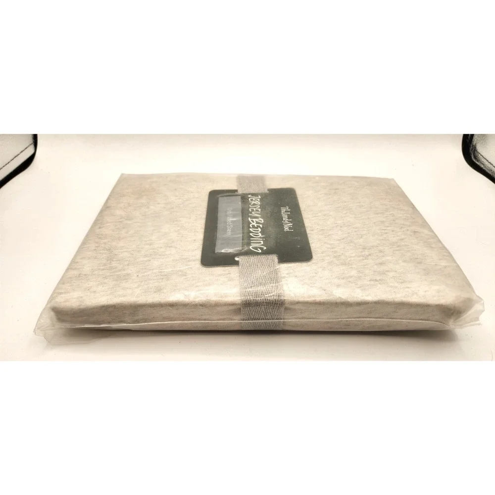 LAND OF NOD | NWT NIP Jersey Bedding Fitted Crib Sheet Heather Gray Baby Toddler